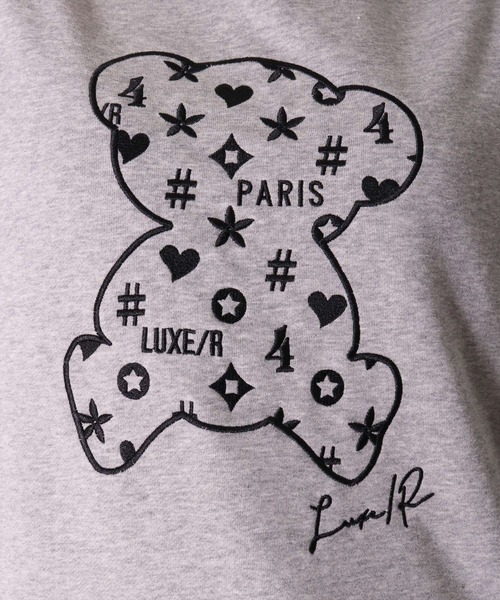LUXE/R(ラグジュ)の「【ユニセックス】【LUXE/R】モノグラム & くまさん 刺繍 スウェット プルオーバー(RMS)(スウェット・メンズ・ホワイト×ブラック/ブラック×ホワイト/杢グレー・MEDIUM/LARGE)」の12枚目の写真