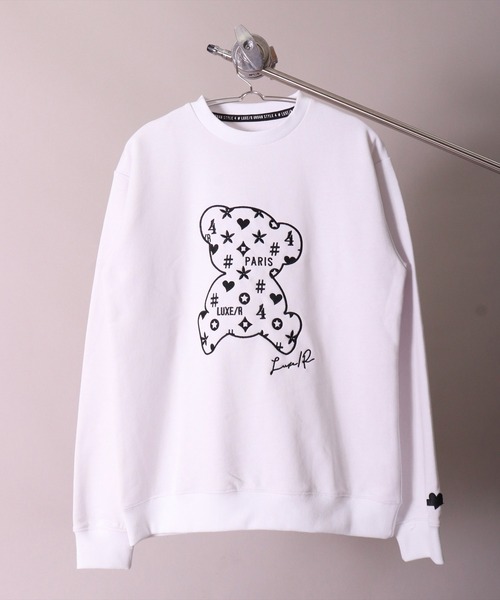 LUXE/R(ラグジュ)の「【ユニセックス】【LUXE/R】モノグラム & くまさん 刺繍 スウェット プルオーバー(RMS)(スウェット・メンズ・ホワイト×ブラック/ブラック×ホワイト/杢グレー・MEDIUM/LARGE)」の19枚目の写真