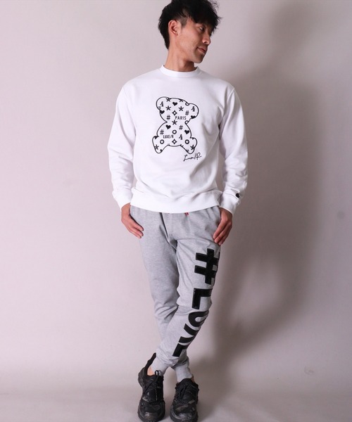 LUXE/R(ラグジュ)の「【ユニセックス】【LUXE/R】モノグラム & くまさん 刺繍 スウェット プルオーバー(RMS)(スウェット・メンズ・ホワイト×ブラック/ブラック×ホワイト/杢グレー・MEDIUM/LARGE)」の21枚目の写真