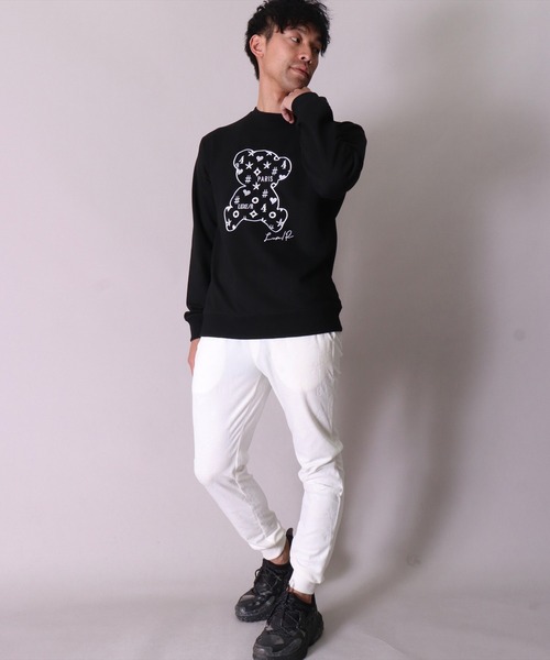 LUXE/R(ラグジュ)の「【ユニセックス】【LUXE/R】モノグラム & くまさん 刺繍 スウェット プルオーバー(RMS)(スウェット・メンズ・ホワイト×ブラック/ブラック×ホワイト/杢グレー・MEDIUM/LARGE)」の22枚目の写真