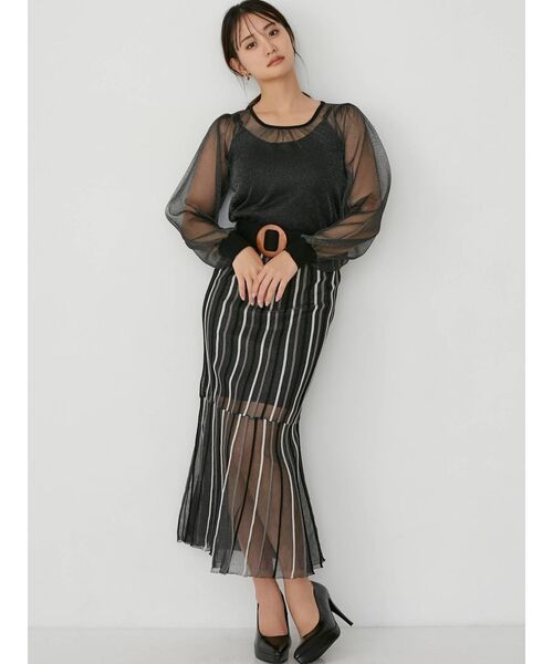 RESEXXY(リゼクシー)の「シースルーストライプマーメイドニットスカート【セットアップ着用可能】(スカート・レディース・ブラック/アイボリー/ラベンダー・FREE)」の22枚目の写真