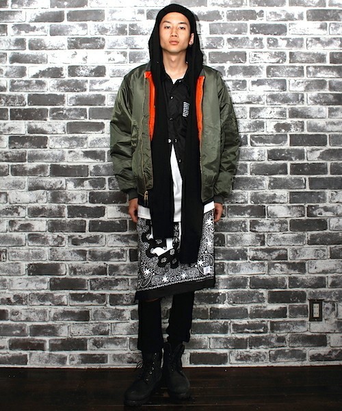 MYE-DO'（マイ・ドゥ）の「バンダナスカート”96”（スカート・メンズ・ホワイト/ブラック・FREE）」の20枚目の写真