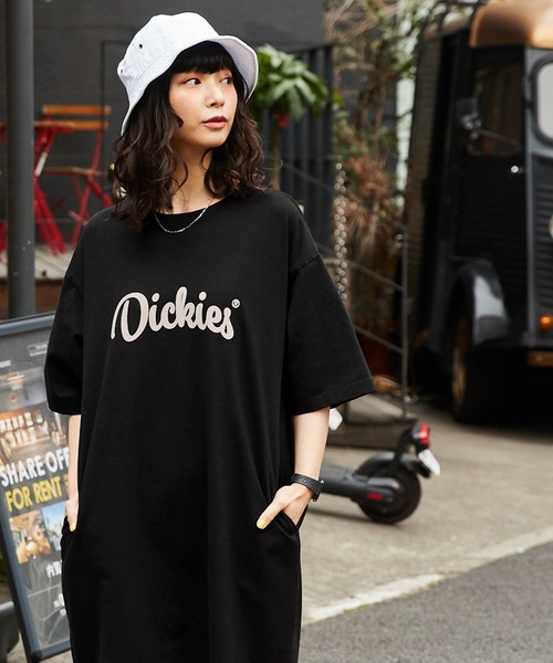 Dickies(ディッキーズ)の「Dickies/ディッキーズ オーバーサイズロゴプリントリブ コットンワンピース(ワンピース・レディース・ブラック/ブルー/オートミール・M)」の10枚目の写真