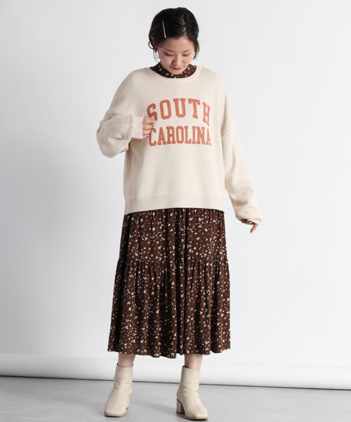 cepo（セポ）の「カレッジロゴプリントニット（ニット/セーター・レディース・グレー/グリーン/ブルー/オフホワイト・M）」の9枚目の写真