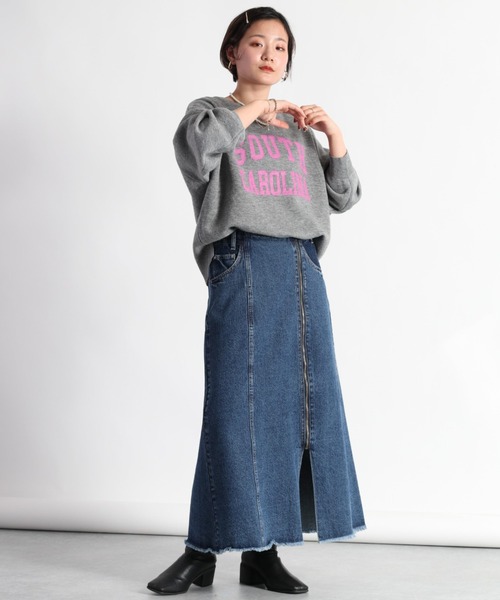 cepo（セポ）の「カレッジロゴプリントニット（ニット/セーター・レディース・グレー/グリーン/ブルー/オフホワイト・M）」の10枚目の写真