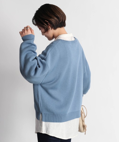 cepo（セポ）の「カレッジロゴプリントニット（ニット/セーター・レディース・グレー/グリーン/ブルー/オフホワイト・M）」の8枚目の写真