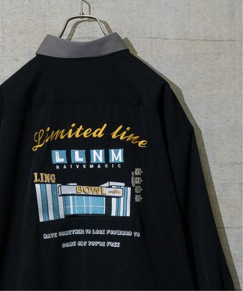 JOHN'S CLOSET（ジョンズクローゼット）の「【a】ナチュラルストレッチポリエステル バック刺繍BOWLING/DRIVINGシャツ　長袖（シャツ/ブラウス・メンズ・グレイッシュベージュ/ホワイト系その他/ベージュ系その他/ホワイト/ブラック/グリーン系その他/ブラック系その他/その他2/その他1/ブルー系その他/グリーン/ブルー・LARGE/MEDIUM）」の5枚目の写真