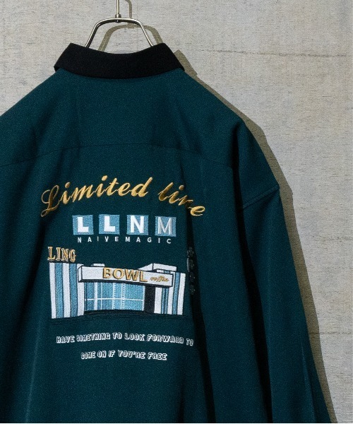 JOHN'S CLOSET（ジョンズクローゼット）の「【a】ナチュラルストレッチポリエステル バック刺繍BOWLING/DRIVINGシャツ　長袖（シャツ/ブラウス・メンズ・グレイッシュベージュ/ホワイト系その他/ベージュ系その他/ホワイト/ブラック/グリーン系その他/ブラック系その他/その他2/その他1/ブルー系その他/グリーン/ブルー・LARGE/MEDIUM）」の8枚目の写真