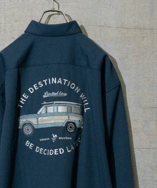 JOHN'S CLOSET（ジョンズクローゼット）の「【a】ナチュラルストレッチポリエステル バック刺繍BOWLING/DRIVINGシャツ　長袖（シャツ/ブラウス・メンズ・グレイッシュベージュ/ホワイト系その他/ベージュ系その他/ホワイト/ブラック/グリーン系その他/ブラック系その他/その他2/その他1/ブルー系その他/グリーン/ブルー・LARGE/MEDIUM）」の9枚目の写真