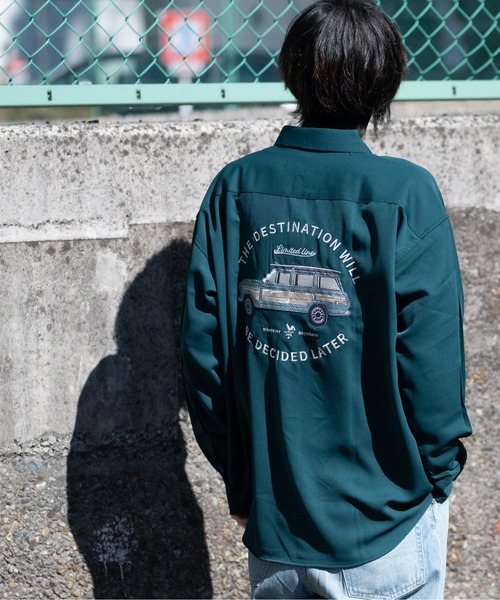 JOHN'S CLOSET（ジョンズクローゼット）の「【a】ナチュラルストレッチポリエステル バック刺繍BOWLING/DRIVINGシャツ　長袖（シャツ/ブラウス・メンズ・グレイッシュベージュ/ホワイト系その他/ベージュ系その他/ホワイト/ブラック/グリーン系その他/ブラック系その他/その他2/その他1/ブルー系その他/グリーン/ブルー・LARGE/MEDIUM）」の7枚目の写真