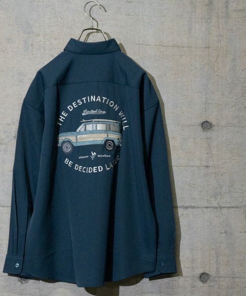 JOHN'S CLOSET（ジョンズクローゼット）の「【a】ナチュラルストレッチポリエステル バック刺繍BOWLING/DRIVINGシャツ　長袖（シャツ/ブラウス・メンズ・グレイッシュベージュ/ホワイト系その他/ベージュ系その他/ホワイト/ブラック/グリーン系その他/ブラック系その他/その他2/その他1/ブルー系その他/グリーン/ブルー・LARGE/MEDIUM）」の17枚目の写真