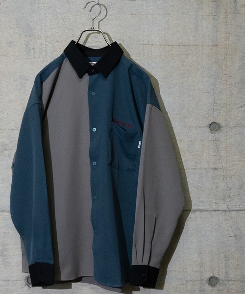 JOHN'S CLOSET（ジョンズクローゼット）の「【a】ナチュラルストレッチポリエステル バック刺繍BOWLING/DRIVINGシャツ　長袖（シャツ/ブラウス・メンズ・グレイッシュベージュ/ホワイト系その他/ベージュ系その他/ホワイト/ブラック/グリーン系その他/ブラック系その他/その他2/その他1/ブルー系その他/グリーン/ブルー・LARGE/MEDIUM）」の13枚目の写真