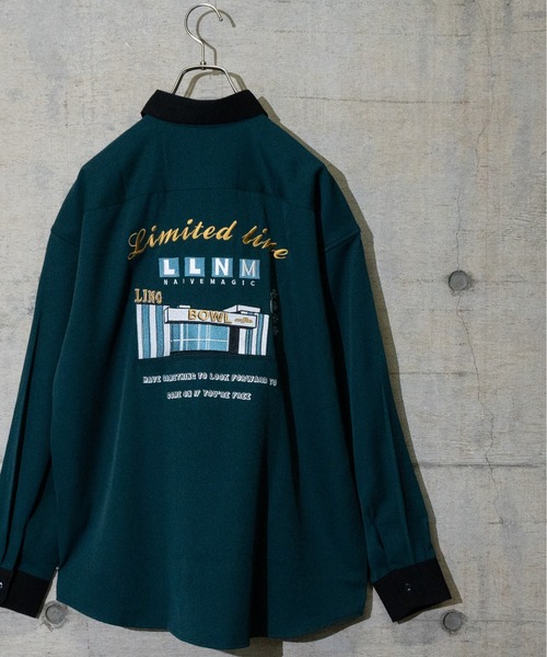 JOHN'S CLOSET（ジョンズクローゼット）の「【a】ナチュラルストレッチポリエステル バック刺繍BOWLING/DRIVINGシャツ　長袖（シャツ/ブラウス・メンズ・グレイッシュベージュ/ホワイト系その他/ベージュ系その他/ホワイト/ブラック/グリーン系その他/ブラック系その他/その他2/その他1/ブルー系その他/グリーン/ブルー・LARGE/MEDIUM）」の15枚目の写真