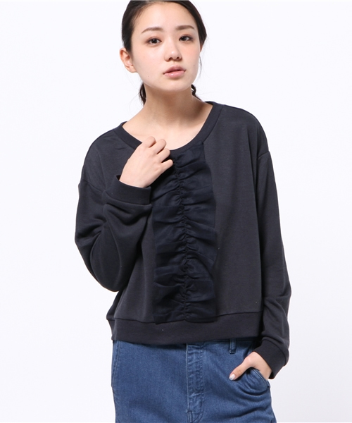 OUTLET(アウトレット)の「【mystic】フロントチュールプルオーバー(Tシャツ/カットソー・レディース・グレー/ブラック/アイボリー/ネイビー・FREE)」の4枚目の写真