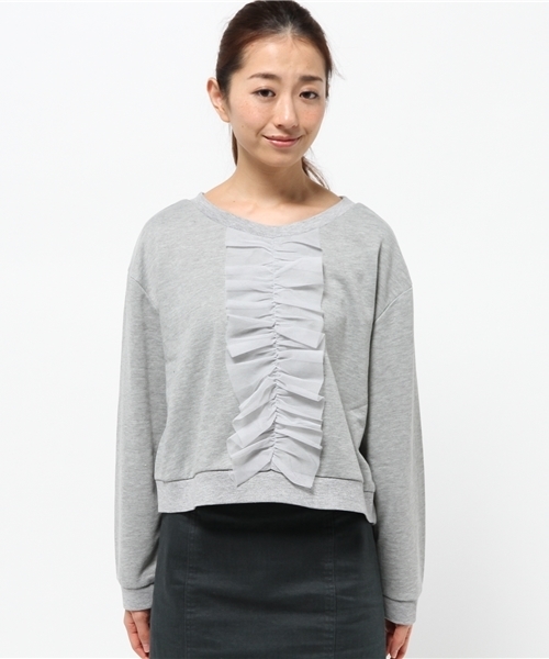 OUTLET(アウトレット)の「【mystic】フロントチュールプルオーバー(Tシャツ/カットソー・レディース・グレー/ブラック/アイボリー/ネイビー・FREE)」の5枚目の写真