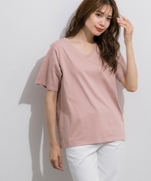 Pierrot（ピエロ）の「シルケットコットンTシャツ Vネック（Tシャツ/カットソー・レディース）」