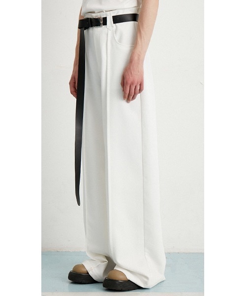 MIXSEVEN（ミックスセブン）の「ハイウェストホワイトワイドパンツ　MX22SS25 【MIX SEVEN】【2022SS】（スラックス・メンズ・ホワイト・S/M/L）」の2枚目の写真