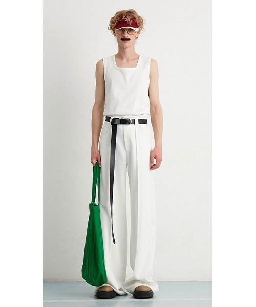 MIXSEVEN（ミックスセブン）の「ハイウェストホワイトワイドパンツ　MX22SS25 【MIX SEVEN】【2022SS】（スラックス・メンズ・ホワイト・S/M/L）」の3枚目の写真