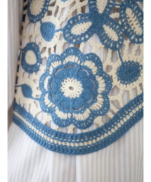 Green　Parks（グリーンパークス）の「フラワー刺繍ニットベスト（ベスト・レディース・ブラック/サックスブルー・FREE）」の17枚目の写真