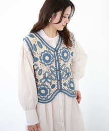 Green　Parks | フラワー刺繍ニットベスト(ベスト)