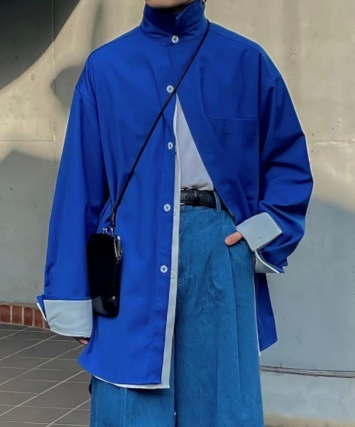 renya made in INTER FACTORY(レンヤメイドインインターファクトリー)の「ファッションインフルエンサー renya - oversize backtack shirt/オーバーサイズバックタックシャツ made in INTER FACTORY(シャツ/ブラウス・メンズ・ホワイト/オレンジ/ブルー・SMALL/MEDIUM)」の5枚目の写真