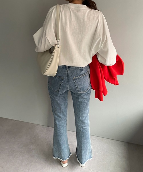 DISCOAT(ディスコート)の「【WEB限定】ワンポイント刺繍半袖Tシャツ(Tシャツ/カットソー・レディース・ホワイト/チャコールグレー/ライトグレー/オフホワイト/ネイビー・FREE)」の22枚目の写真