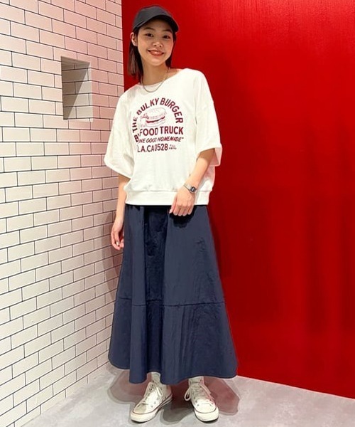 RODEO CROWNS WIDE BOWL（ロデオクラウンズワイドボウル）の「BURGERカットオフスウェットトップス（Tシャツ/カットソー・レディース・グリーン/ブラック/オフホワイト・FREE）」の19枚目の写真