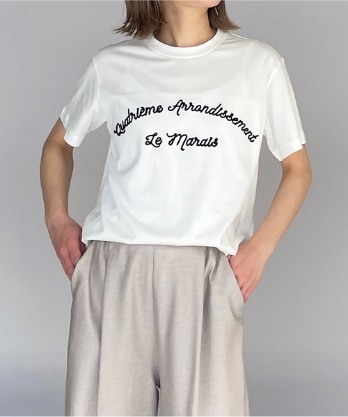 PICCIN(ピッチン)の「刺繍ロゴTシャツ(Tシャツ/カットソー・レディース・ネイビー/グレイッシュベージュ/オフホワイト/ライトグリーン・M)」の1枚目の写真