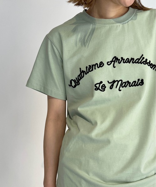 PICCIN(ピッチン)の「刺繍ロゴTシャツ(Tシャツ/カットソー・レディース・ネイビー/グレイッシュベージュ/オフホワイト/ライトグリーン・M)」の4枚目の写真