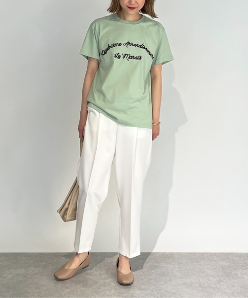 PICCIN(ピッチン)の「刺繍ロゴTシャツ(Tシャツ/カットソー・レディース・ネイビー/グレイッシュベージュ/オフホワイト/ライトグリーン・M)」の18枚目の写真