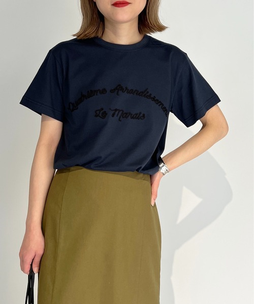 PICCIN(ピッチン)の「刺繍ロゴTシャツ(Tシャツ/カットソー・レディース・ネイビー/グレイッシュベージュ/オフホワイト/ライトグリーン・M)」の22枚目の写真