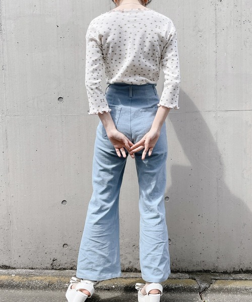 PAIN（ペイン）の「フラワーサーマルトップス（Tシャツ/カットソー・レディース・アイボリー/ブラック/ブルー・FREE）」の11枚目の写真