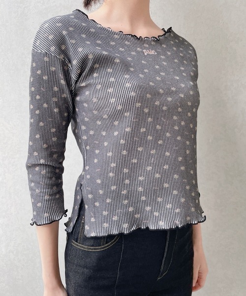 PAIN（ペイン）の「フラワーサーマルトップス（Tシャツ/カットソー・レディース・アイボリー/ブラック/ブルー・FREE）」の13枚目の写真