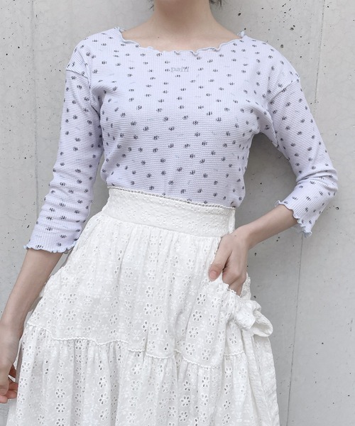 PAIN（ペイン）の「フラワーサーマルトップス（Tシャツ/カットソー・レディース・アイボリー/ブラック/ブルー・FREE）」の16枚目の写真