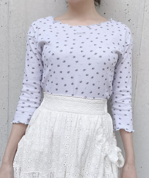 PAIN（ペイン）の「フラワーサーマルトップス（Tシャツ/カットソー・レディース・アイボリー/ブラック/ブルー・FREE）」の17枚目の写真