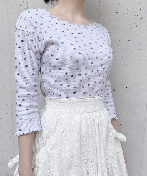 PAIN（ペイン）の「フラワーサーマルトップス（Tシャツ/カットソー・レディース・アイボリー/ブラック/ブルー・FREE）」の18枚目の写真