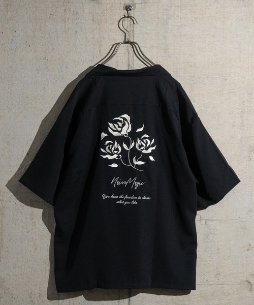 Naive magic(ナイーブマジック)の「【a】ナチュラルストレッチポリエステル とろみルーズサイズ フラワー刺繍 オープンカラー半袖シャツ(シャツ/ブラウス・メンズ・ブラック/グリーン/ホワイト/ブラック系その他/ホワイト系その他/ライトグリーン・MEDIUM/LARGE/X-LARGE)」の21枚目の写真