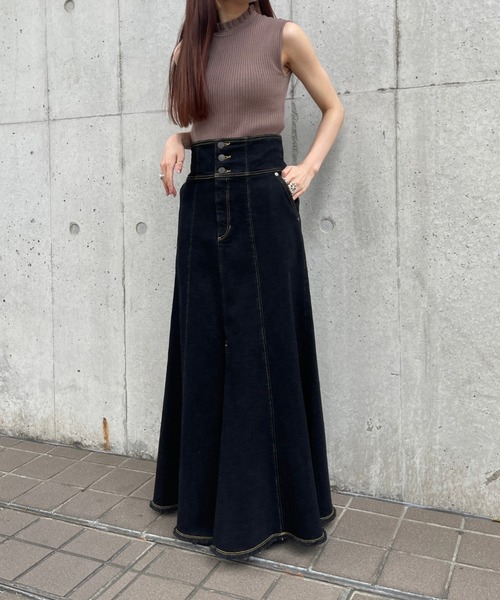 Ezick（エジック）の「ノースリリブプルオーバー（ニット/セーター・レディース・モカ/ブラック/ミント・FREE）」の17枚目の写真