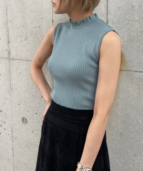 Ezick（エジック）の「ノースリリブプルオーバー（ニット/セーター・レディース・モカ/ブラック/ミント・FREE）」の16枚目の写真