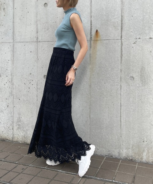 Ezick（エジック）の「ノースリリブプルオーバー（ニット/セーター・レディース・モカ/ブラック/ミント・FREE）」の14枚目の写真