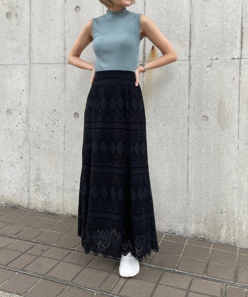 Ezick（エジック）の「ノースリリブプルオーバー（ニット/セーター・レディース・モカ/ブラック/ミント・FREE）」の15枚目の写真