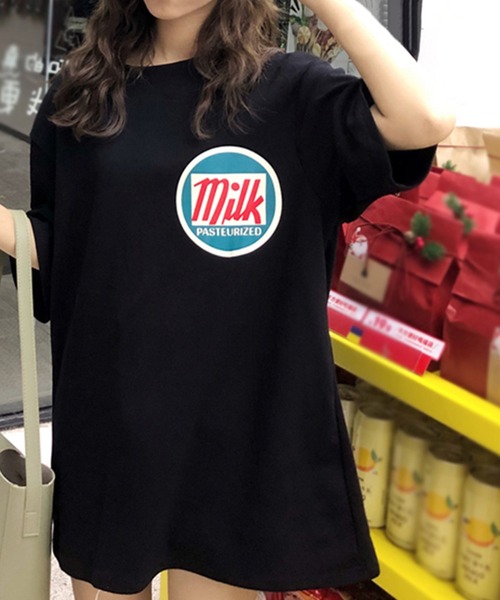 セール Milkロゴプリントゆるかわbigロングtシャツ Tシャツ カットソー Felt Maglietta フェルトマリエッタ のファッション通販 Zozotown