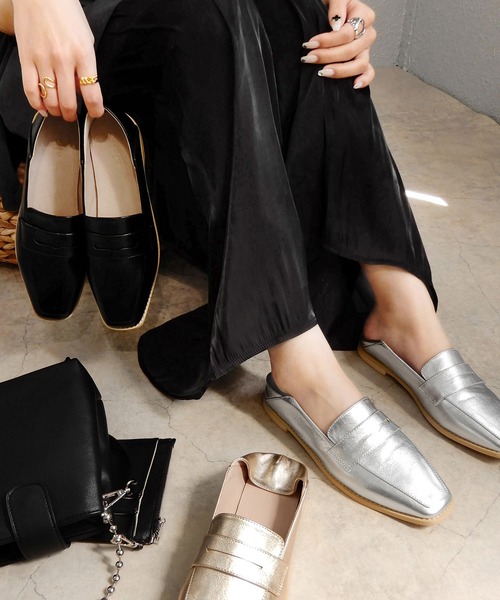 alala(アララ)の「メタリックローファー/かかとが踏めるバブーシュ ◇(ローファー・レディース・ブラック/シルバー/ゴールド・S/M/L/LL)」の8枚目の写真