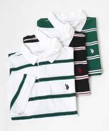 U.S. POLO ASSN. ワンポイントロゴ刺繍 マルチボーダーラガーシャツ/ポロシャツ メンズ レディース