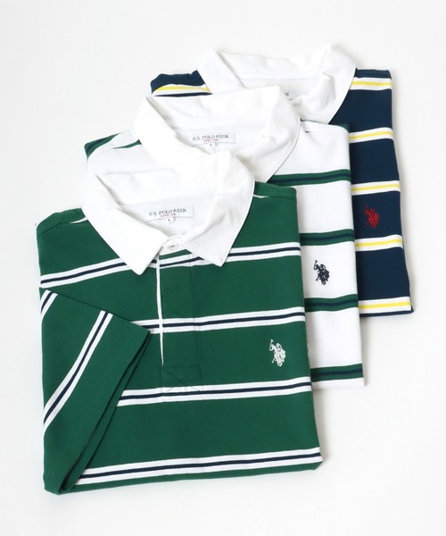 U.S. POLO ASSN.(ユーエスポロアッスン)の「U.S. POLO ASSN. ワンポイントロゴ刺繍 マルチボーダーラガーシャツ/ポロシャツ メンズ レディース(ポロシャツ・メンズ・ホワイト/ブラック/ネイビー/グリーン・LL/M/L)」の3枚目の写真