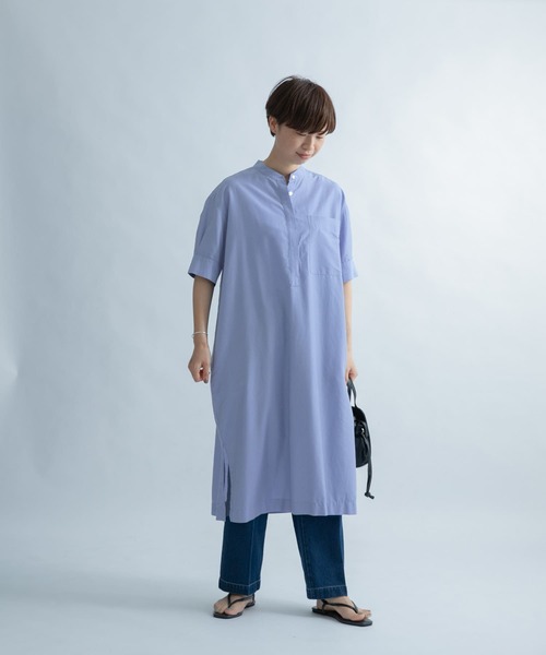 FORK&SPOON（フォークアンドスプーン）の「FORK&SPOON　ストライプショートスリーブワンピース（ワンピース・レディース・ベージュ系その他/ブルー・ONE）」の7枚目の写真