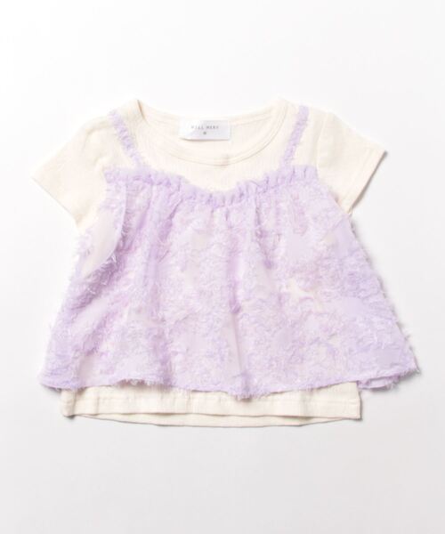 Will Mery（ウイルメリィ）の「キャミ風Ｔシャツ（Tシャツ/カットソー・キッズ・ピンク/オフホワイト・120/110/130/90/95/100/80）」の2枚目の写真