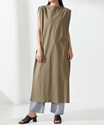 天竺タックショルダーデザインワンピース