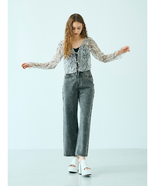 ENVYM（アンビー）の「フロントリボンＢＬ（シャツ/ブラウス・レディース・ブラウン/グレー・FREE）」の4枚目の写真