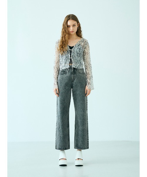 ENVYM（アンビー）の「フロントリボンＢＬ（シャツ/ブラウス・レディース・ブラウン/グレー・FREE）」の5枚目の写真